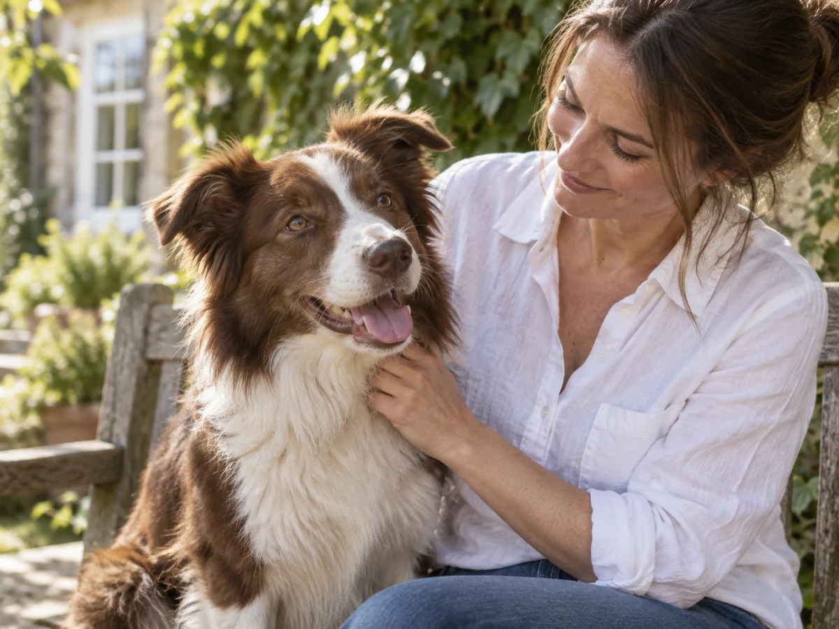 A collie enjoying a quiet moment with its owner